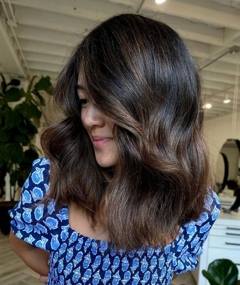 brunette lob kaleido hair